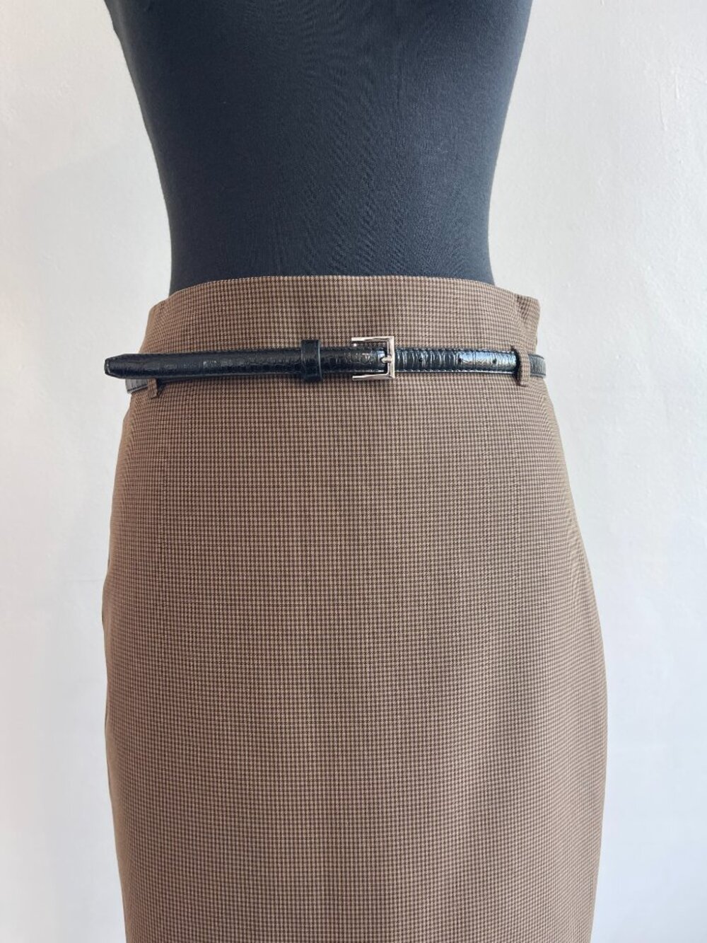 Zara Checkered Plaid Pencil Skirt with Belt - Picture 3 of 6